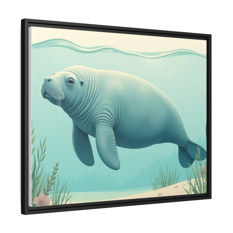 Gentle Giant Florida canvas prints featuring a peaceful manatee swimming through the water. - Image 122
