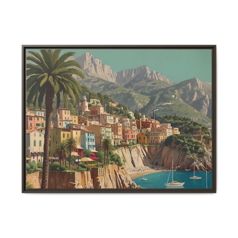 Canvas art of Sun-Drenched Italian Riviera Poster with Sailboats and Palm Trees - Image 106