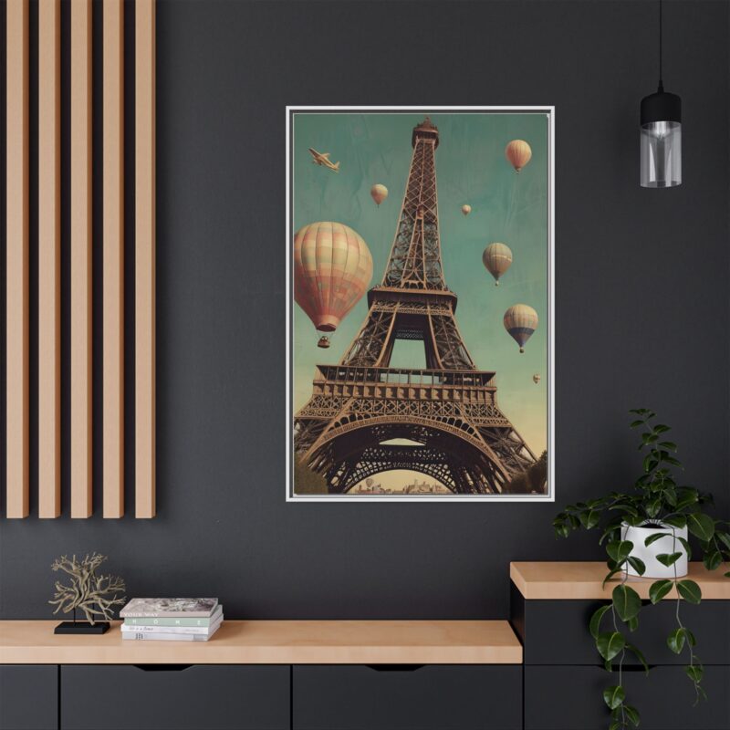 Vintage Paris Travel Canvas art with Hot Air Balloons and Street Lamps - Image 116