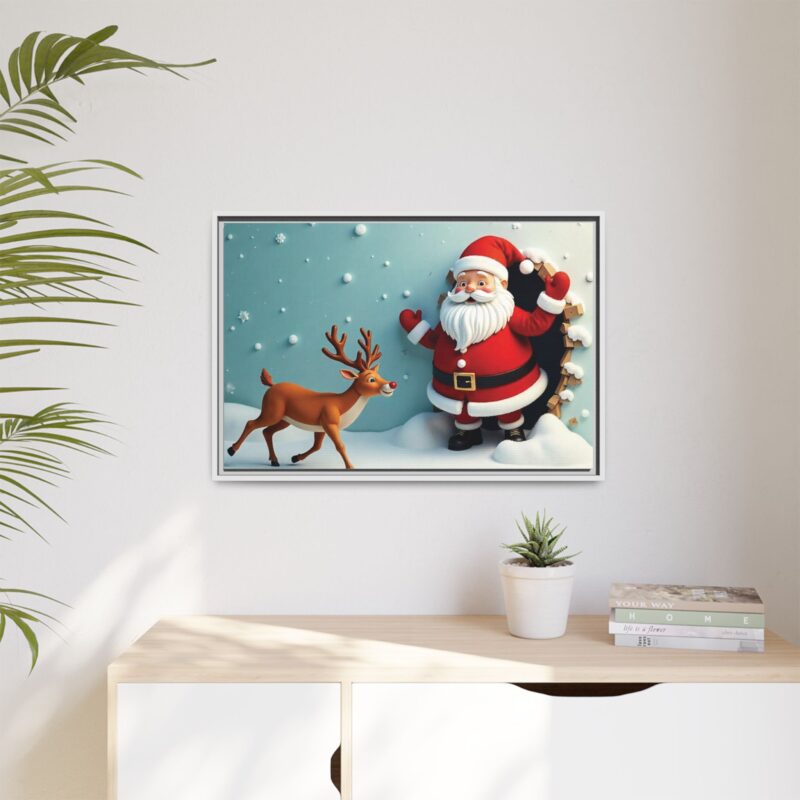 Canvas Wall Art 3D Santa Claus & Reindeer Illusion - Image 84