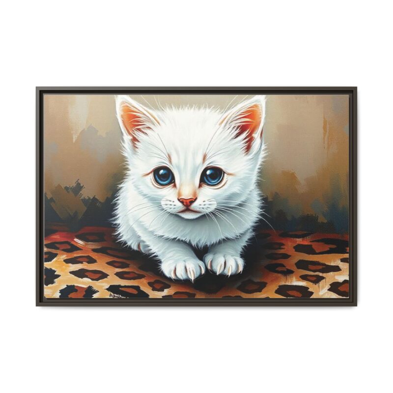 Canvas Print - White Kitten on Leopard Print Surface Wall Art - Image 96