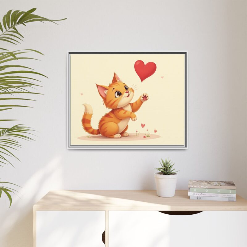 Canvas Print Wall Art - Cartoon Cat Paw Reaching Heart - Image 94
