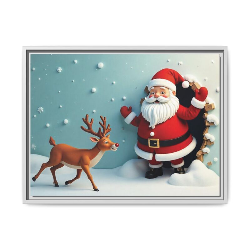 Canvas Wall Art 3D Santa Claus & Reindeer Illusion - Image 74