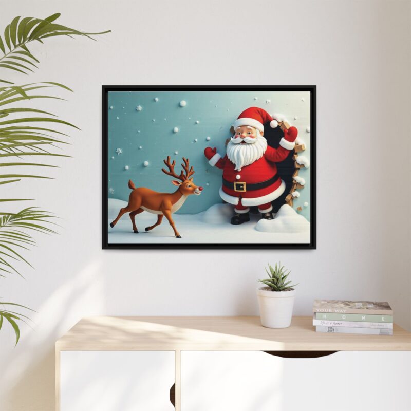 Canvas Wall Art 3D Santa Claus & Reindeer Illusion - Image 32