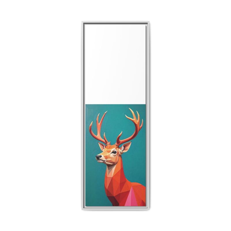 Canvas Art - Low-Poly Deer in Orange, Red, and Pink on Teal Blue Background - Image 106