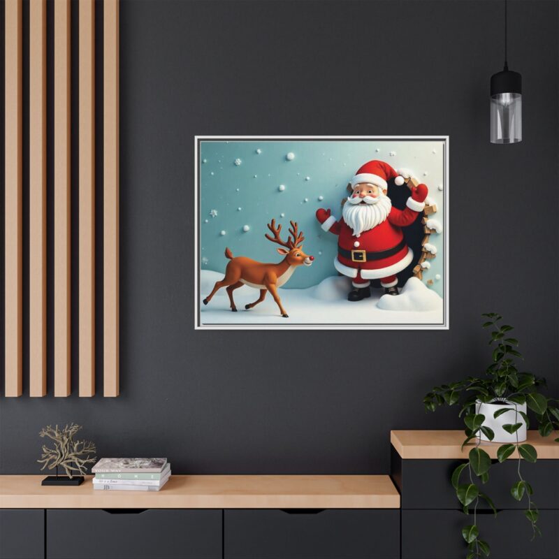 Canvas Wall Art 3D Santa Claus & Reindeer Illusion - Image 105