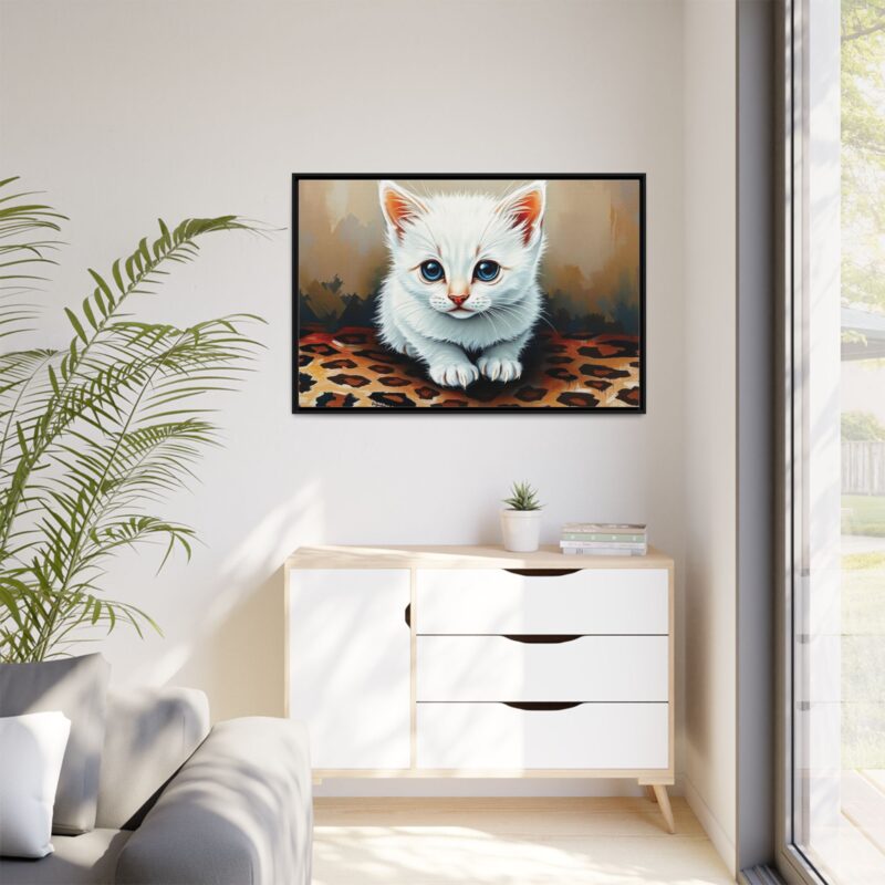 Canvas Print - White Kitten on Leopard Print Surface Wall Art - Image 40