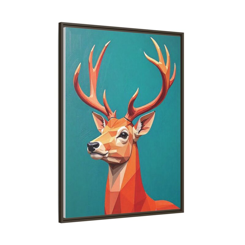Canvas Art - Low-Poly Deer in Orange, Red, and Pink on Teal Blue Background - Image 79