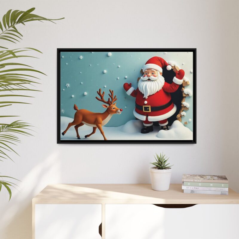Canvas Wall Art 3D Santa Claus & Reindeer Illusion - Image 36