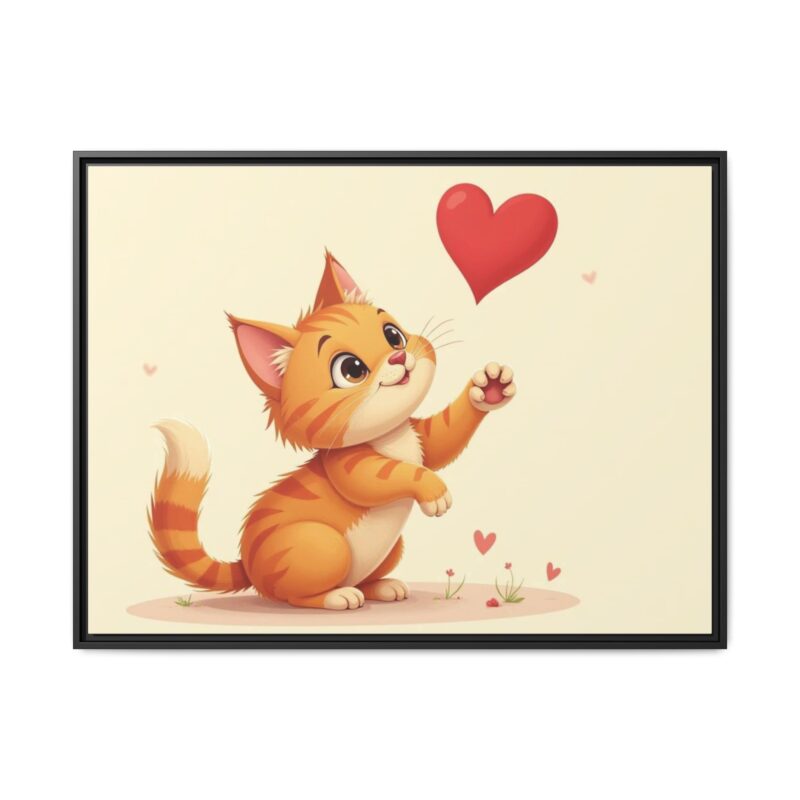Canvas Print Wall Art - Cartoon Cat Paw Reaching Heart - Image 2