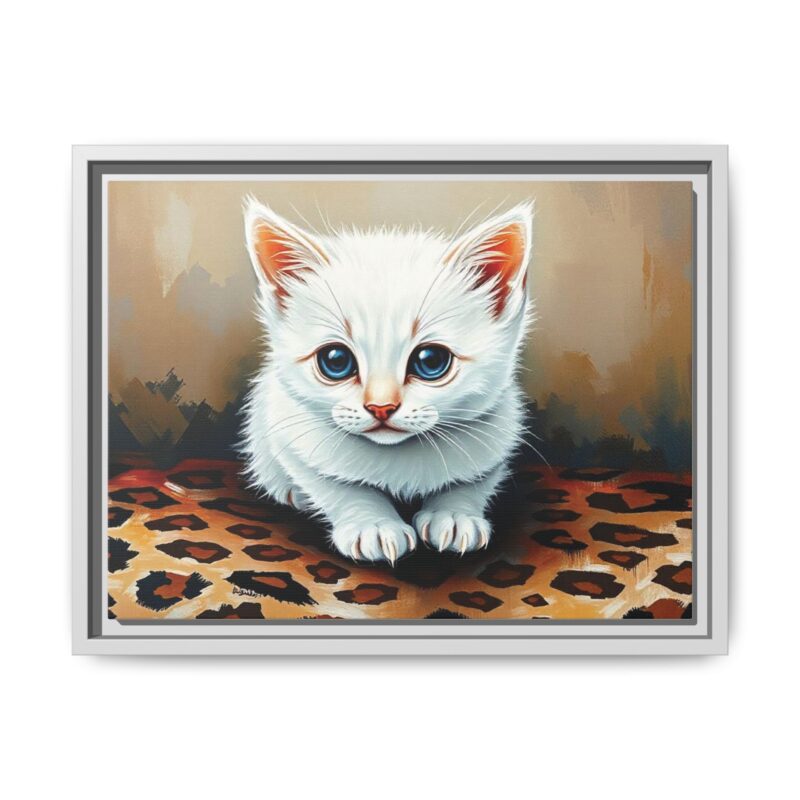 Canvas Print - White Kitten on Leopard Print Surface Wall Art - Image 62