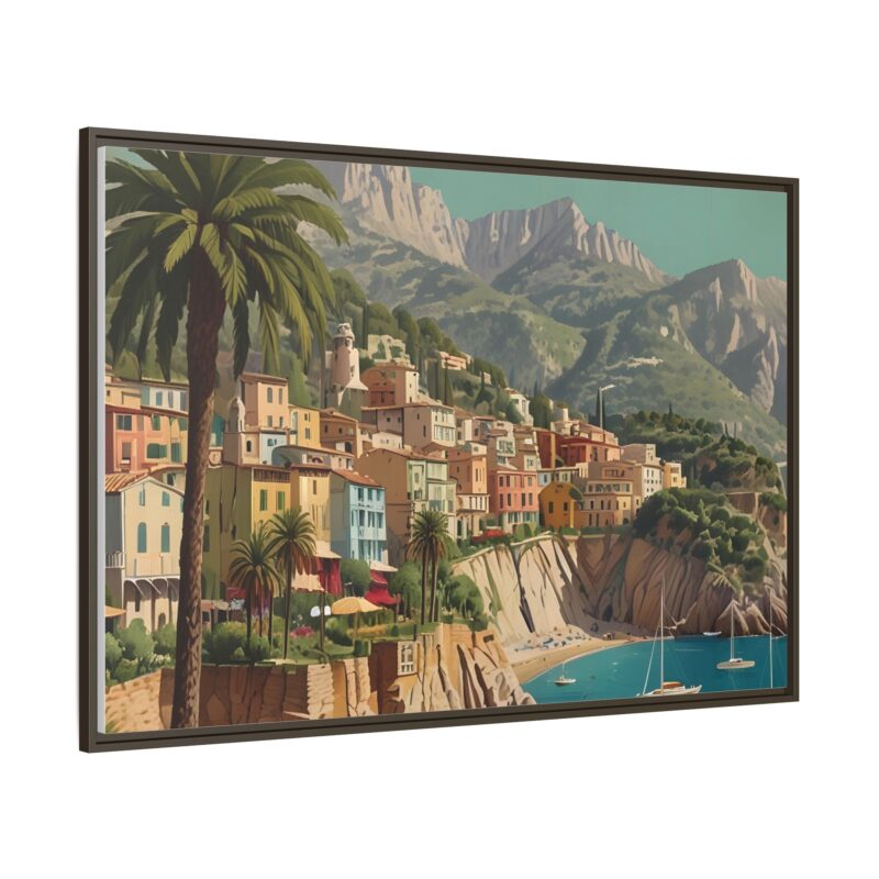 Canvas art of Sun-Drenched Italian Riviera Poster with Sailboats and Palm Trees - Image 115