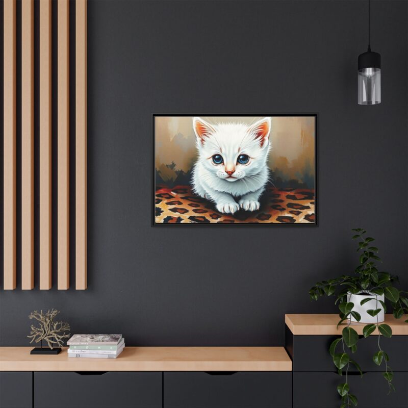 Canvas Print - White Kitten on Leopard Print Surface Wall Art - Image 33