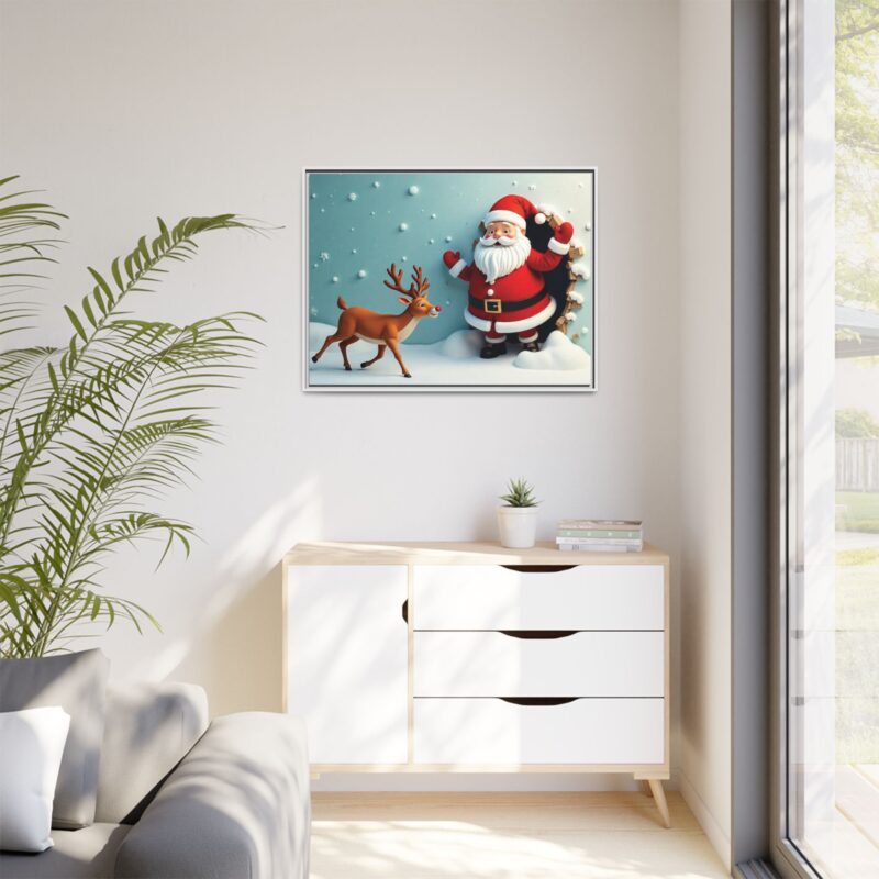 Canvas Wall Art 3D Santa Claus & Reindeer Illusion - Image 108