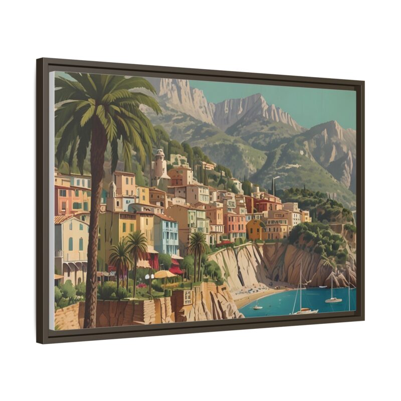 Canvas art of Sun-Drenched Italian Riviera Poster with Sailboats and Palm Trees - Image 83