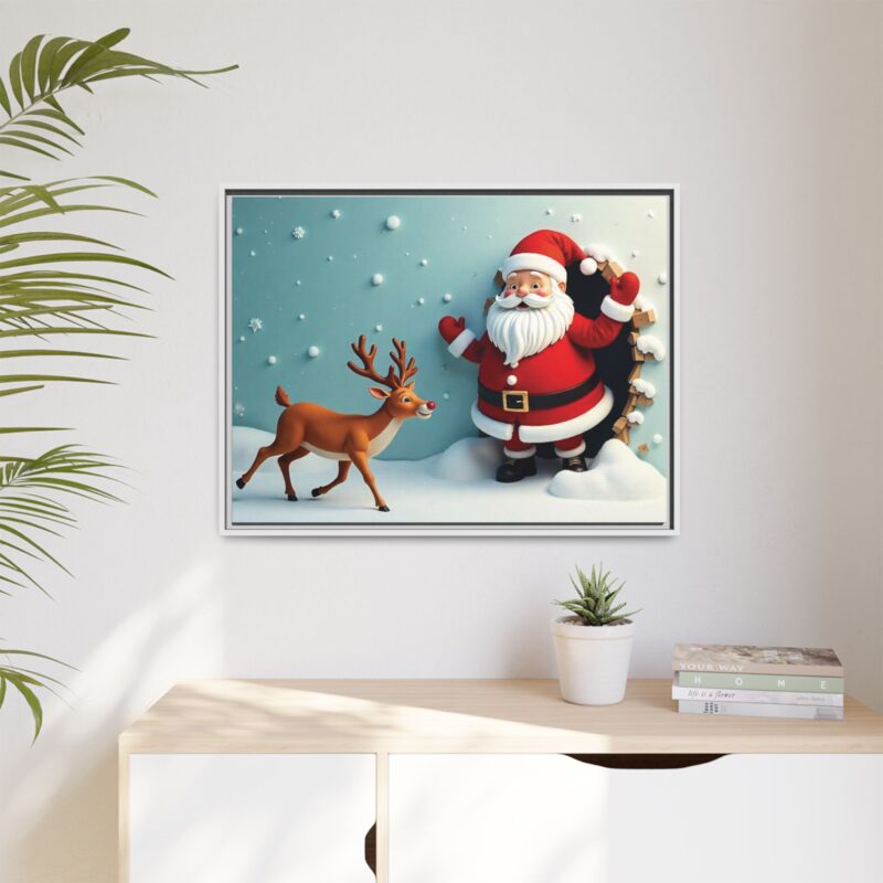 Canvas Wall Art 3D Santa Claus & Reindeer Illusion - Image 90