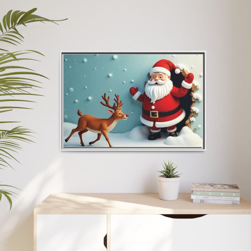 Canvas Wall Art 3D Santa Claus & Reindeer Illusion - Image 100