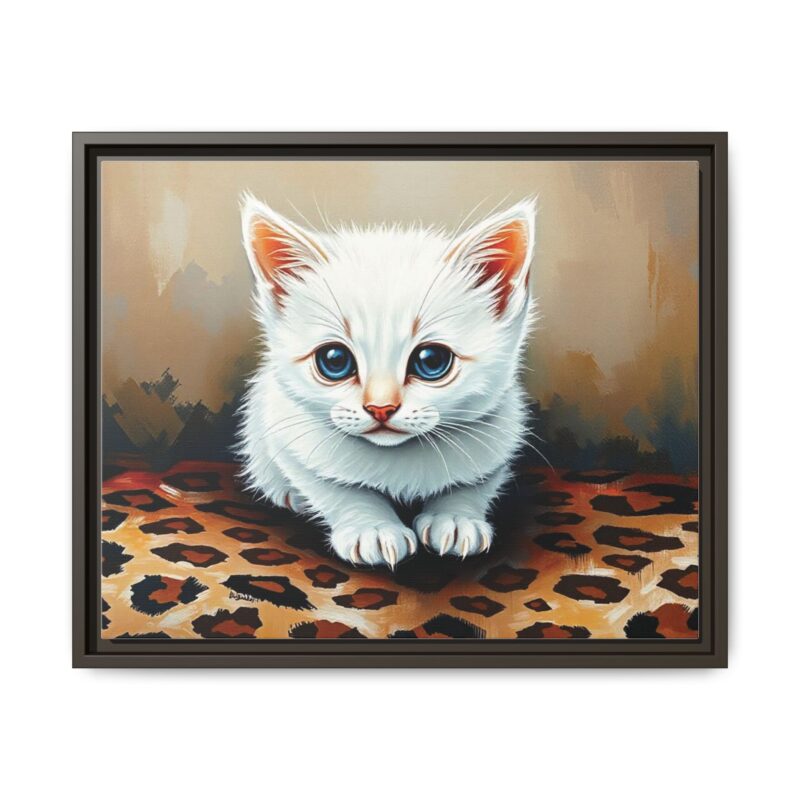 Canvas Print - White Kitten on Leopard Print Surface Wall Art - Image 66