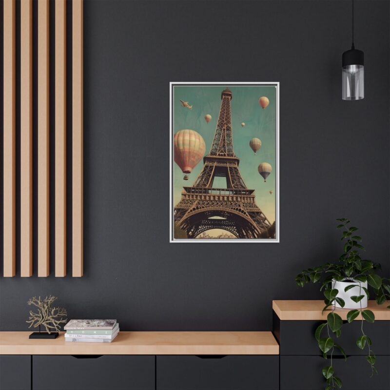 Vintage Paris Travel Canvas art with Hot Air Balloons and Street Lamps - Image 100