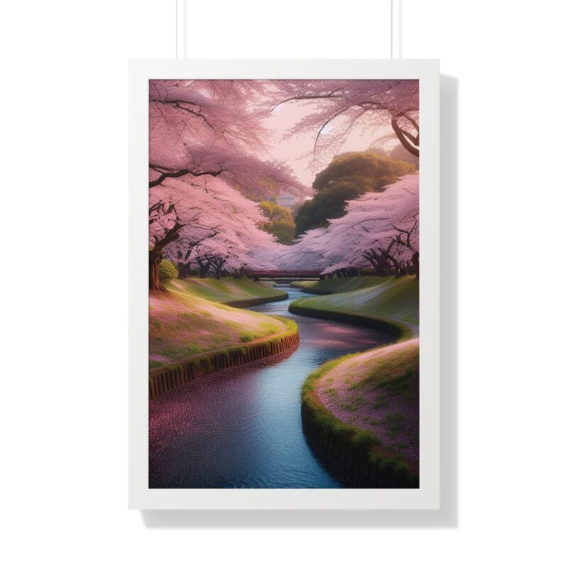 Stunning Canvas Wall Art of Cherry Blossoms Over a Peaceful Stream for Living Room and Office Décor" - Image 19