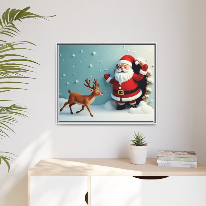 Canvas Wall Art 3D Santa Claus & Reindeer Illusion - Image 120
