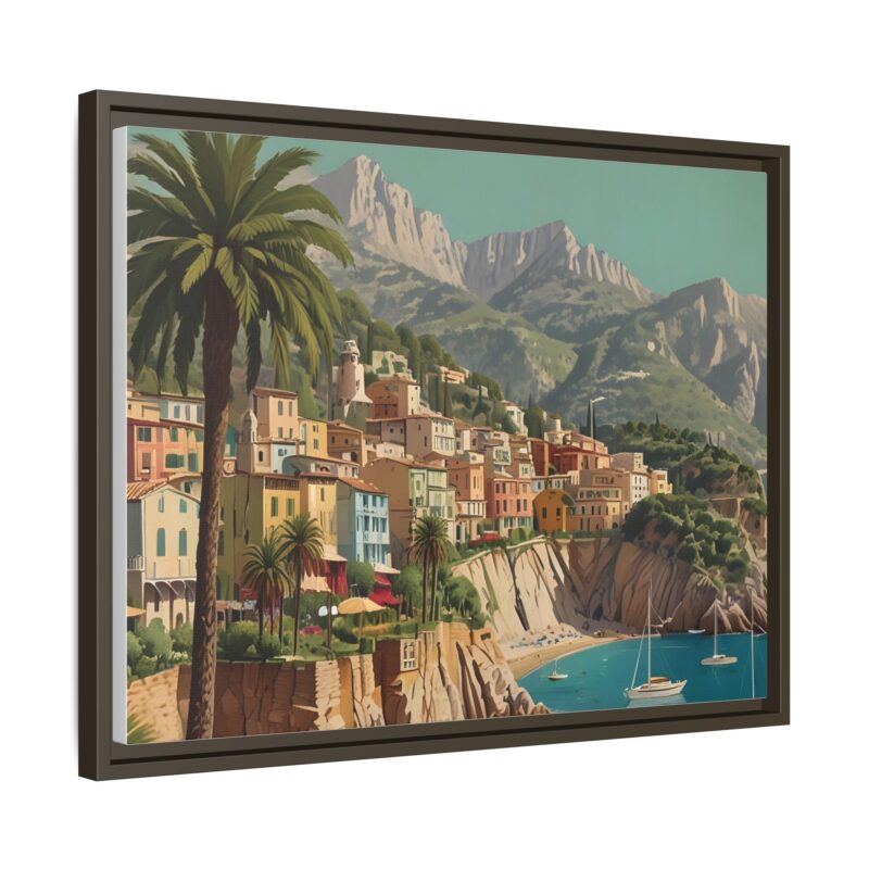 Canvas art of Sun-Drenched Italian Riviera Poster with Sailboats and Palm Trees - Image 75