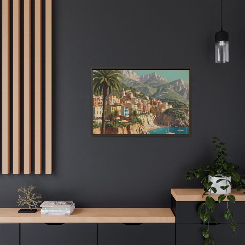 Canvas art of Sun-Drenched Italian Riviera Poster with Sailboats and Palm Trees - Image 99