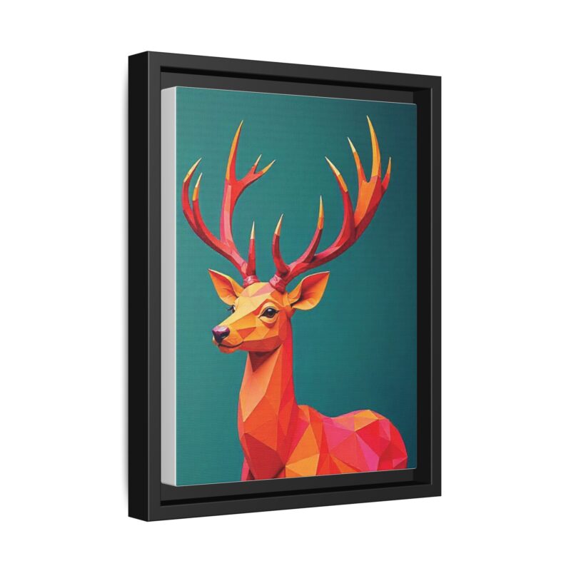 Canvas Art Print - Low-Poly Deer in Warm Tones on Teal Blue Background - Image 6