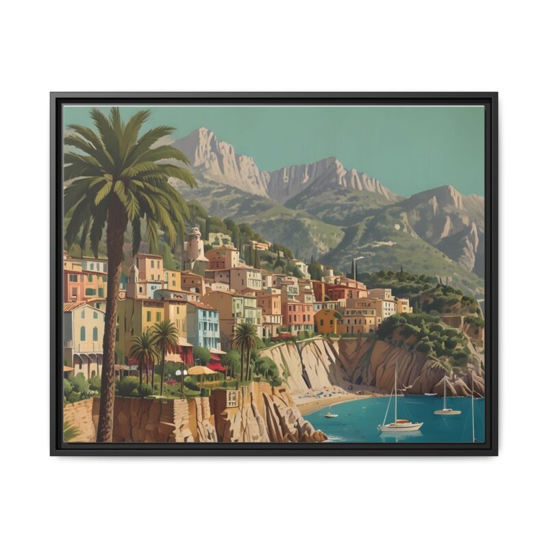 Canvas art of Sun-Drenched Italian Riviera Poster with Sailboats and Palm Trees - Image 122