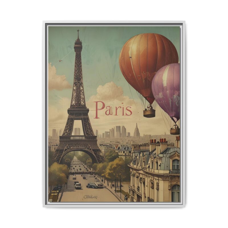 Pastel Eiffel Tower Travel canvas art of Nouveau Typography - Image 93