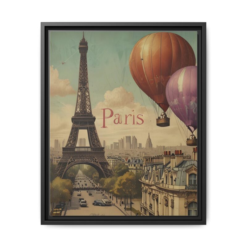 Pastel Eiffel Tower Travel canvas art of Nouveau Typography - Image 13