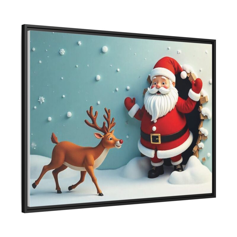 Canvas Wall Art 3D Santa Claus & Reindeer Illusion - Image 3