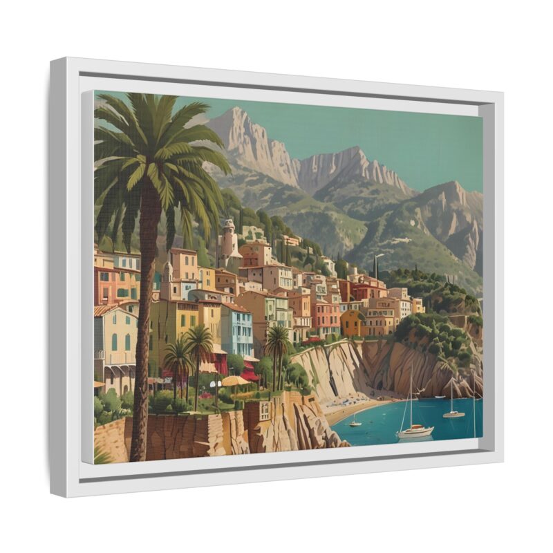 Canvas art of Sun-Drenched Italian Riviera Poster with Sailboats and Palm Trees - Image 63