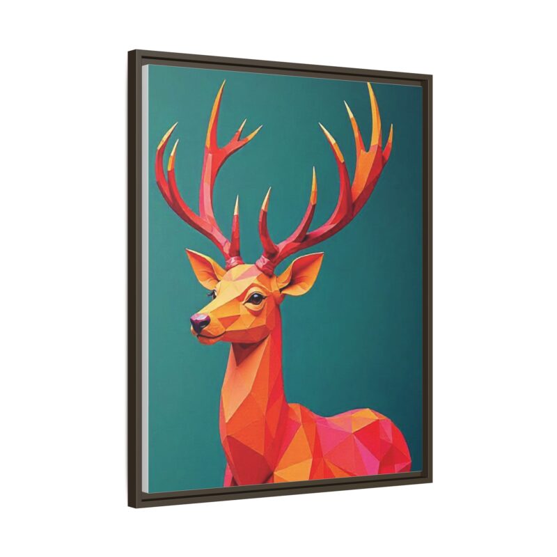 Canvas Art Print - Low-Poly Deer in Warm Tones on Teal Blue Background - Image 90