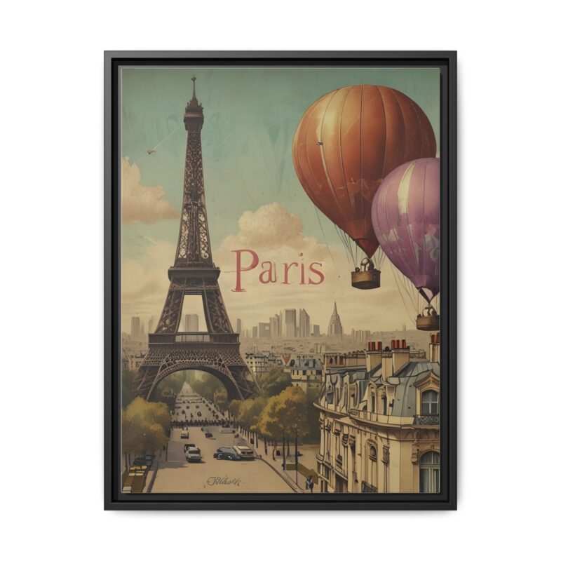 Pastel Eiffel Tower Travel canvas art of Nouveau Typography - Image 17