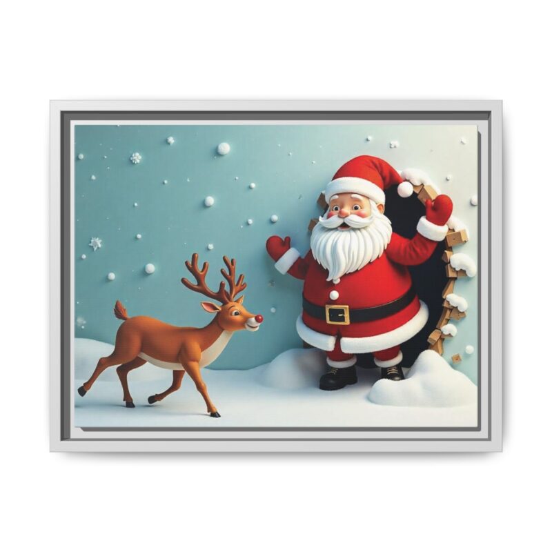 Canvas Wall Art 3D Santa Claus & Reindeer Illusion - Image 58