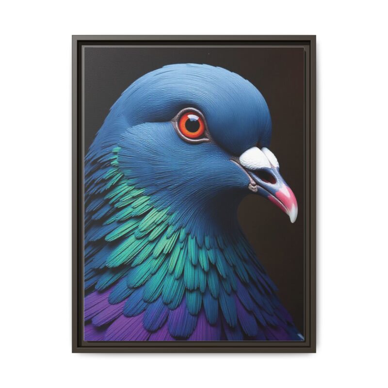 Canvas Print featuring a close-up portrait of a colorful pigeon - Image 66