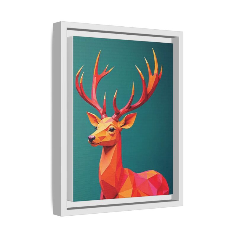 Canvas Art Print - Low-Poly Deer in Warm Tones on Teal Blue Background - Image 34