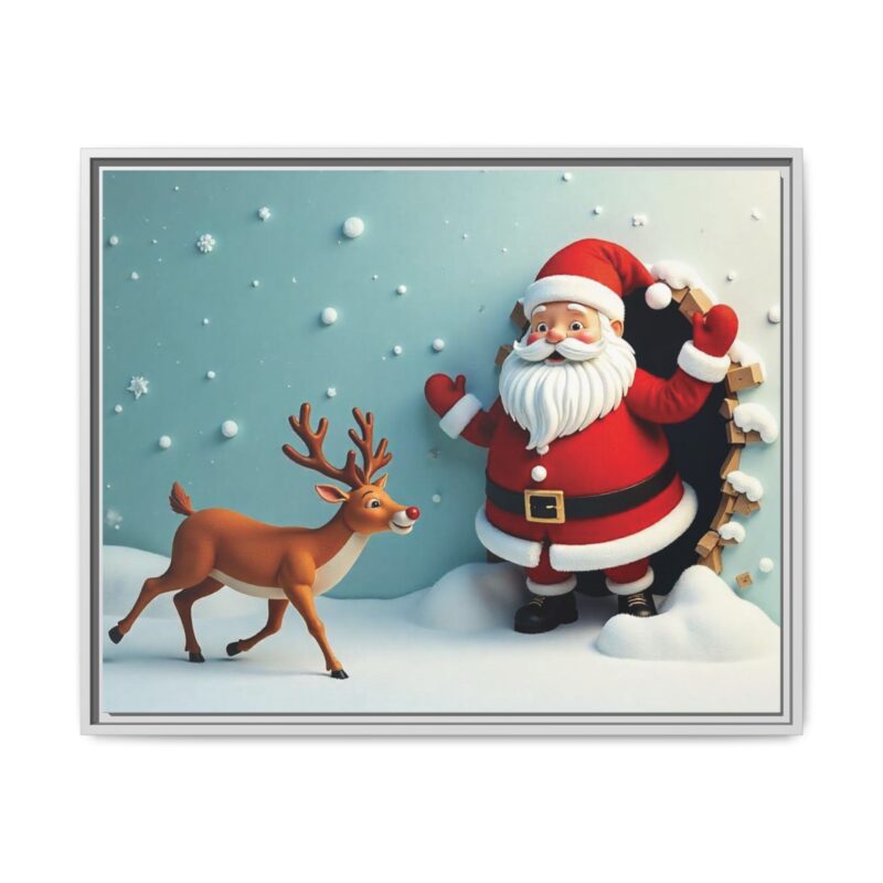 Canvas Wall Art 3D Santa Claus & Reindeer Illusion - Image 118