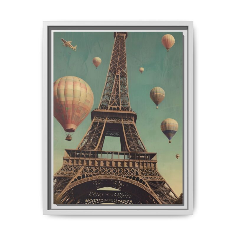 Vintage Paris Travel Canvas art with Hot Air Balloons and Street Lamps - Image 58