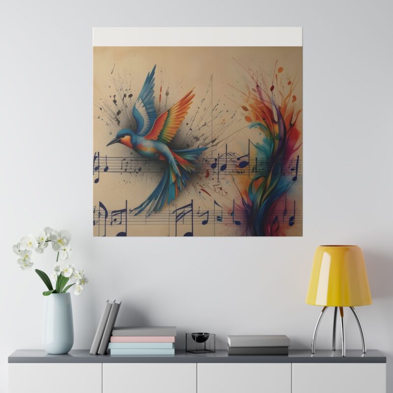 Canvas Wall Art - Minimalist Bird and Music Art: Perfect for Nature Lovers - Image 98