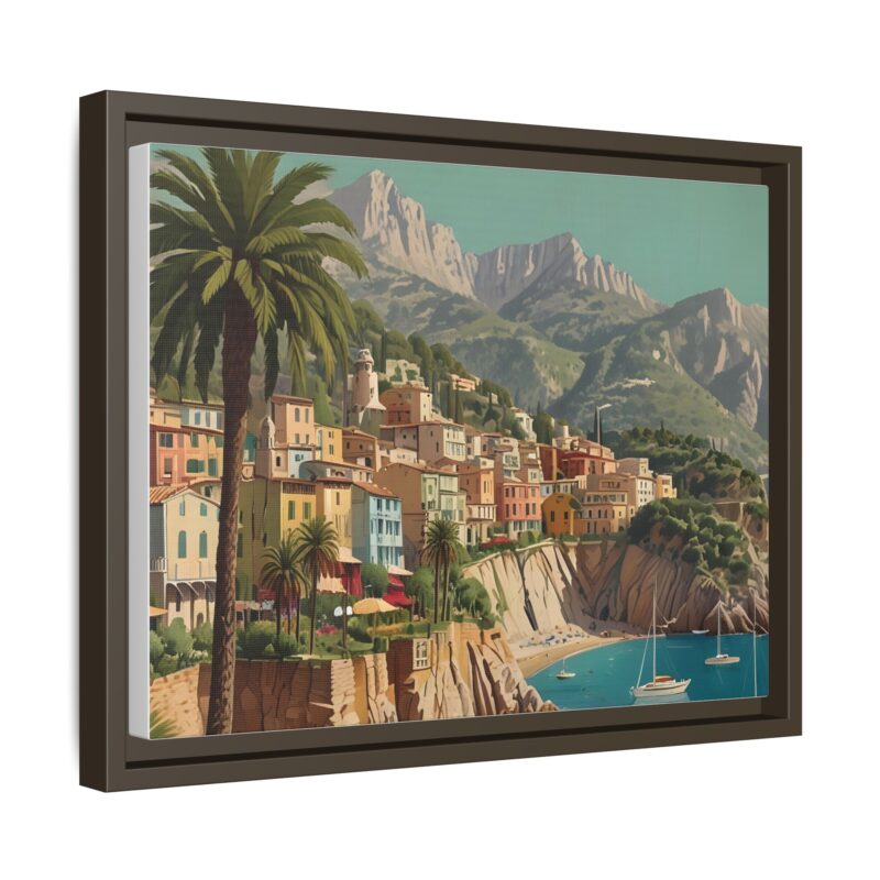 Canvas art of Sun-Drenched Italian Riviera Poster with Sailboats and Palm Trees - Image 59