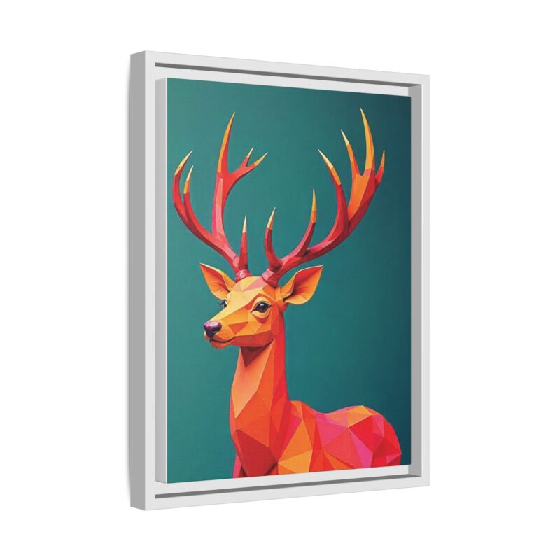 Canvas Art Print - Low-Poly Deer in Warm Tones on Teal Blue Background - Image 50