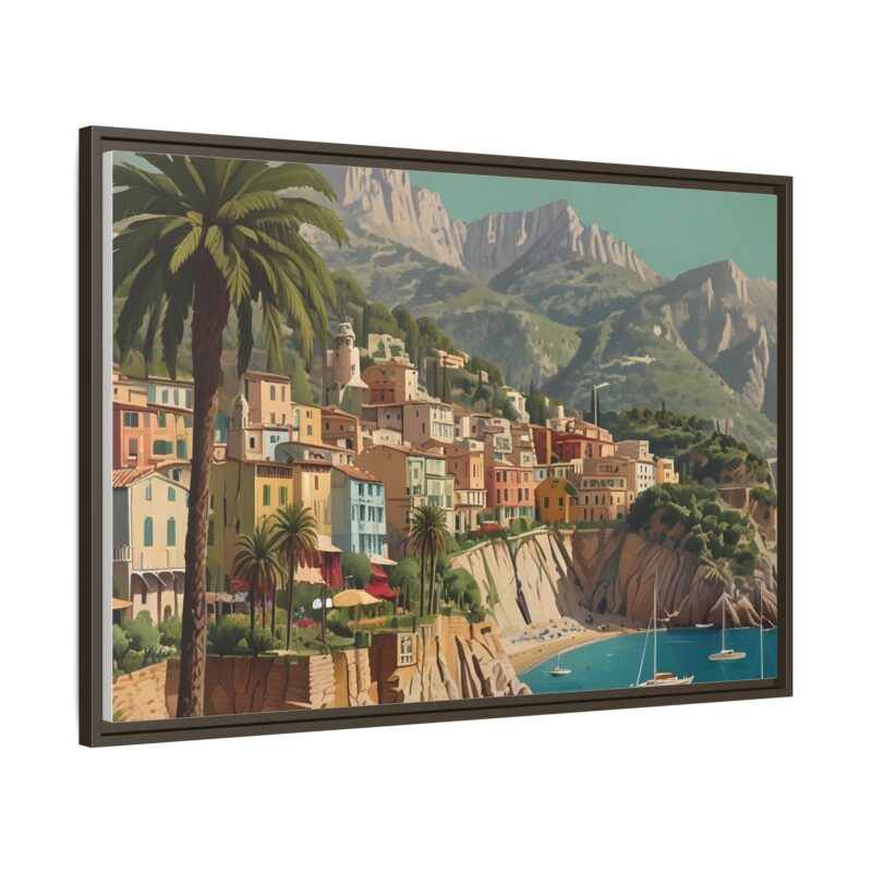 Canvas art of Sun-Drenched Italian Riviera Poster with Sailboats and Palm Trees - Image 98