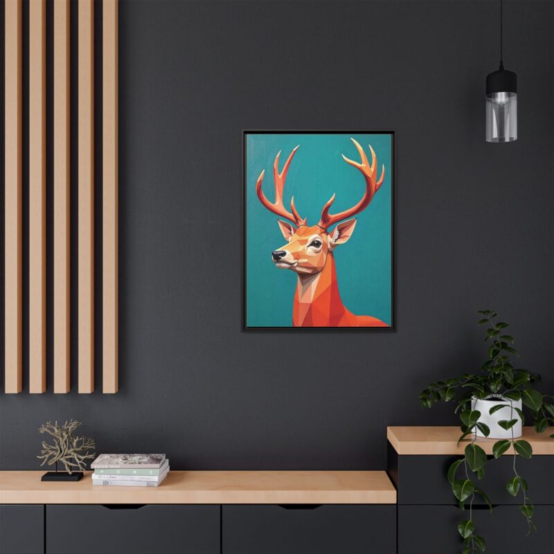 Canvas Art - Low-Poly Deer in Orange, Red, and Pink on Teal Blue Background - Image 28