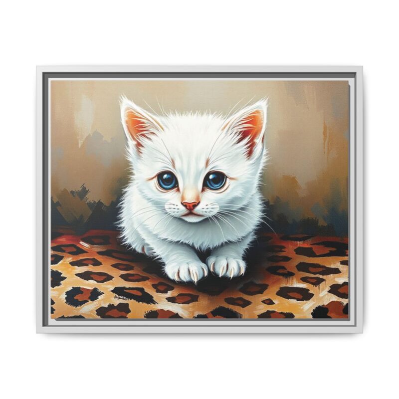 Canvas Print - White Kitten on Leopard Print Surface Wall Art - Image 70