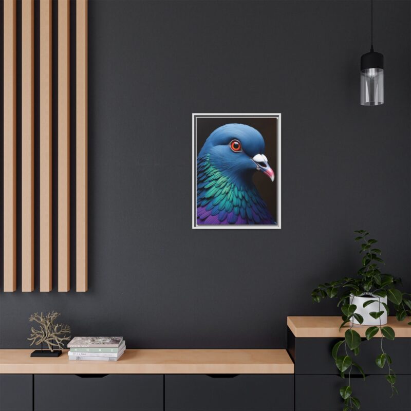 Canvas Print featuring a close-up portrait of a colorful pigeon - Image 72
