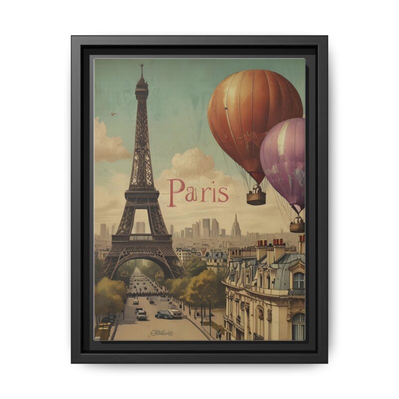 Pastel Eiffel Tower Travel canvas art of Nouveau Typography