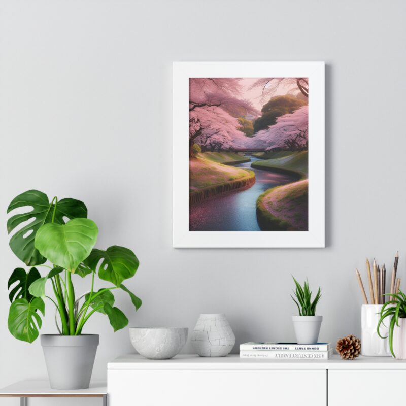 Stunning Canvas Wall Art of Cherry Blossoms Over a Peaceful Stream for Living Room and Office Décor" - Image 8