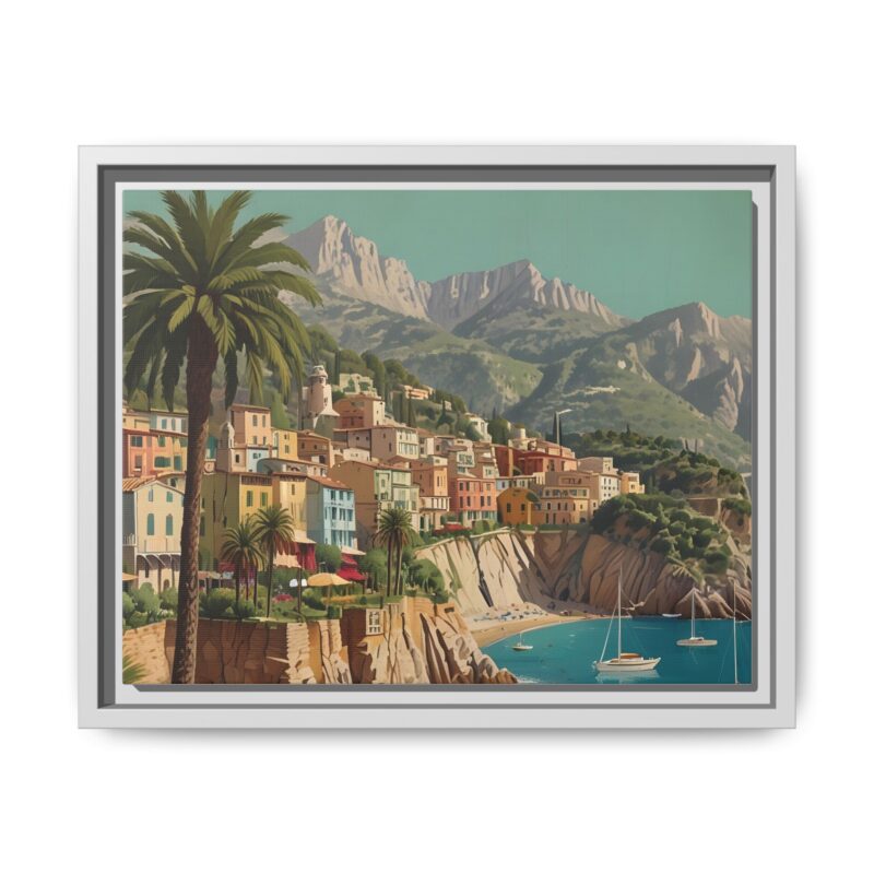 Canvas art of Sun-Drenched Italian Riviera Poster with Sailboats and Palm Trees - Image 54